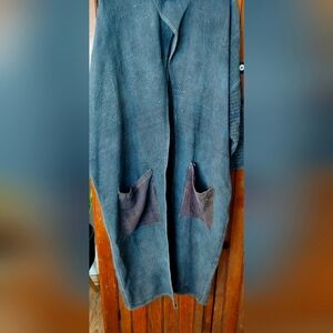 Kantha Bae Overdyed Dark Blue Split Cowl with Pockets